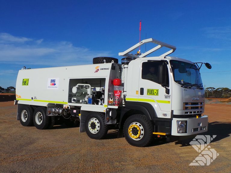 Purpose-built Shermac mine-spec service truck with ergonomic maintenance access and integrated service systems