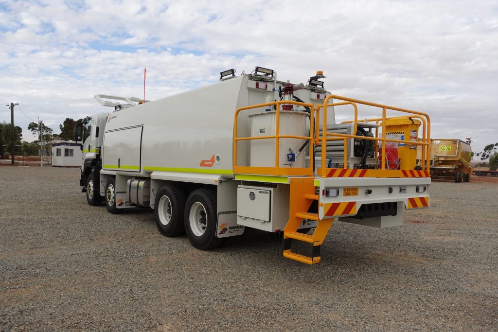 Shermac MS2000 mine-spec service truck rear deck, stairs and lube fitout on WA hardstand