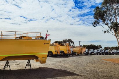 Shermac mine-spec service truck with integrated tank systems, dispensing equipment, storage compartments, and service body layout engineered for field maintenance operations