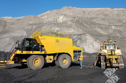Shermac mine-spec off-road service truck performing on-site technician checking Preventive vs Predictive maintenance in a mining environment.